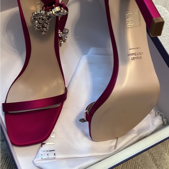 STUART WEITZMAN
100MM SWAROVSKI FRINGE SATIN SANDALS 39.5 - Picture 3 of 4